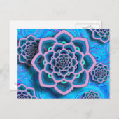 Lotus Mandala in Rosa und Aqua Postcard Postkarte (Vorne/Hinten)