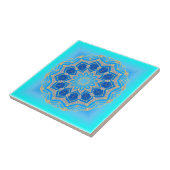 Lotus mandala in Türkis und Blau Fliese (Seite)