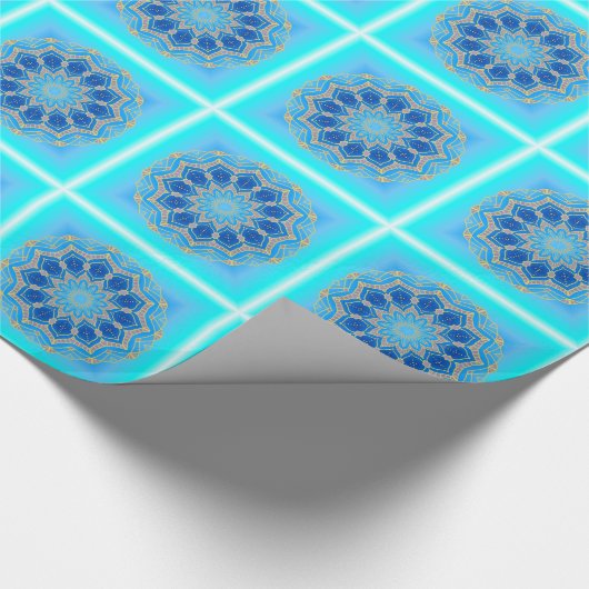 Lotus mandala in Türkis und Blau Geschenkpapier (Ecke)