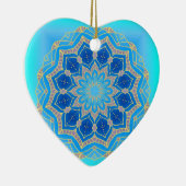 Lotus mandala in Türkis und Blau Keramik Ornament (Rechts)