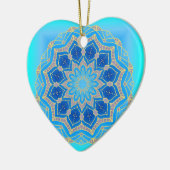 Lotus mandala in Türkis und Blau Keramik Ornament (Links)