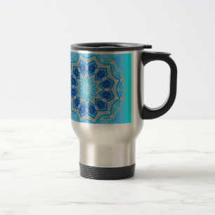 Lotus-Mandala in Türkis und Blau Reisebecher
