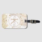 Lotus Mandala mit Glitzer Stars Monogram Gepäckanhänger (Vorderseite (Horizontal))