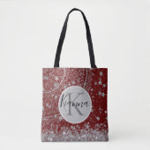 Lotus Mandala mit Silver Stars on Red Personalize Tasche (Vorderseite)