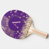 Lotus Mandala Monogram Gold Stars Glitzer Tischtennis Schläger (Seitenansicht)