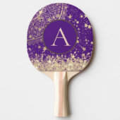 Lotus Mandala Monogram Gold Stars Glitzer Tischtennis Schläger (Vorderseite)