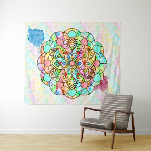 Lotus Mandala Tapestry Wandteppich (Beispiel (Horizontal))