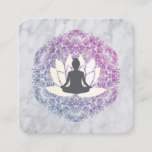 Lotus Mandala und Marmor Quadratische Visitenkarte (Vorderseite)