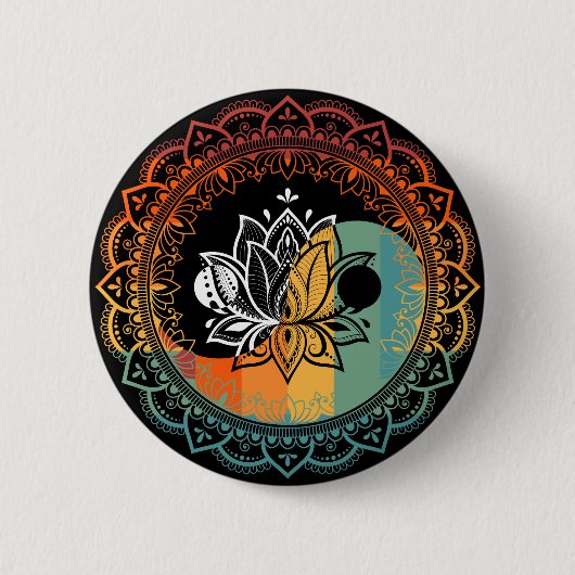 Lotus Mandala Yin Yang Sacred Geometry Spirituelle Button (Vorderseite)