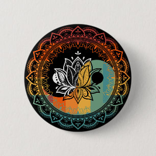 Lotus Mandala Yin Yang Sacred Geometry Spirituelle Button