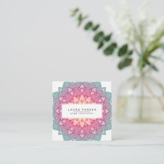 Lotus Mandala Yoga Dozentin für Medizin Holistik Quadratische Visitenkarte (Stehend Vorderseite)