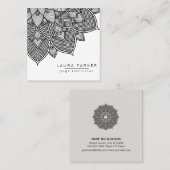 Lotus Mandala Yoga Instructor Holistic Schwarz-wei Quadratische Visitenkarte (Vorne/Hinten)