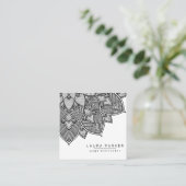 Lotus Mandala Yoga Instructor Holistic Schwarz-wei Quadratische Visitenkarte (Stehend Vorderseite)