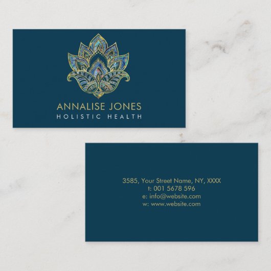 Lotus - Marmoredelstein und Gold verziert Visitenkarte (Vorne/Hinten)