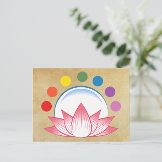 Lotus mit Chakra Postkarte (Stehend Vorderseite)