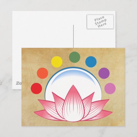 Lotus mit Chakra Postkarte (Vorne/Hinten)