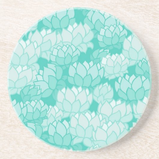 Lotus-Muster 2 Sandstein Untersetzer (Vorne)