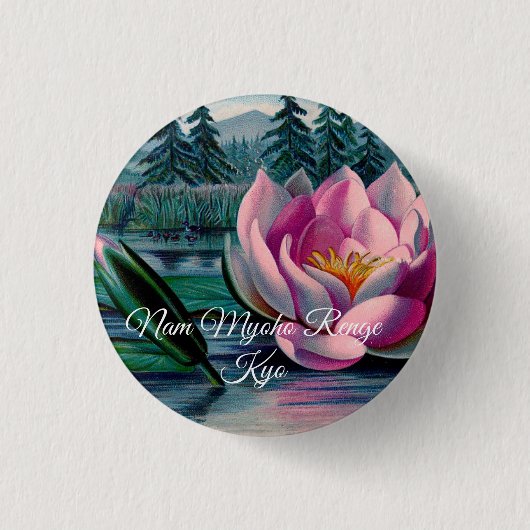 Lotus Nam Myoho Renge Kyo Buddhist Button Button (Vorderseite)