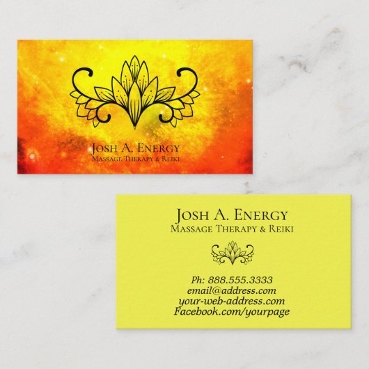 *~* Lotus-Nebelfleck-Universum-Goldorangen-Galaxie Visitenkarte (Vorne/Hinten)