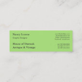 LOTUS NOUVEAU: BLAUES GRÜN-SZENE MINI VISITENKARTE (Rückseite)