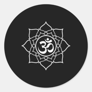 Lotus Ohm Om Symbol Yoga Anfänger Meditation Desi Runder Aufkleber