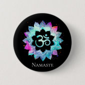 *~* Lotus OM OM Symbol Wasserfarbe Mandala Button (Vorderseite)