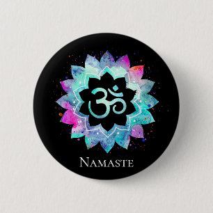 *~* Lotus OM OM Symbol Wasserfarbe Mandala Button
