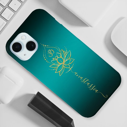 Lotus & Om - Personalisierter Name Minimalistisch Case-Mate iPhone Hülle
