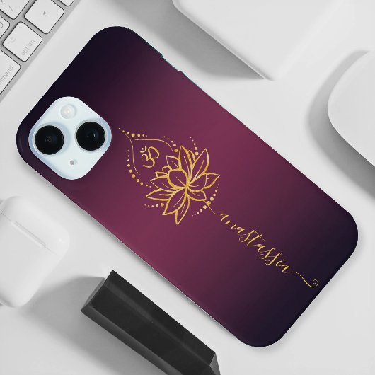 Lotus & Om - Personalisierter Name Minimalistisch Case-Mate iPhone Hülle