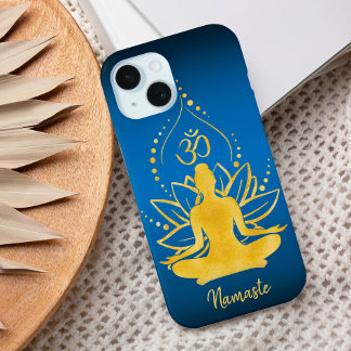 Lotus & Om - Personalisierter Name Minimalistisch iPhone 15 Hülle