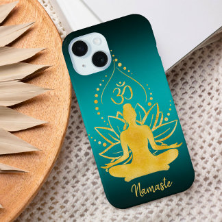 Lotus & Om - Personalisierter Name Minimalistisch iPhone 15 Hülle