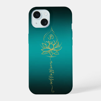 Lotus & Om - Personalisierter Name Minimalistisch iPhone 15 Hülle