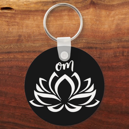 Lotus Om White Schlüsselanhänger (Rückseite)