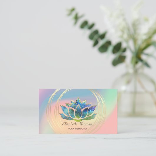 Lotus Pastel Holographic Visitenkarte (Stehend Vorderseite)