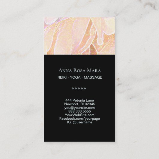 *~* Lotus Pastel Peony Healer Massage Reiki Yoga Visitenkarte (Rückseite)