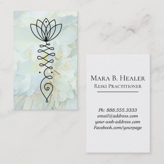 *_* Lotus Peony Heart Nirvana Massage Reiki Yoga Visitenkarte (Vorne/Hinten)