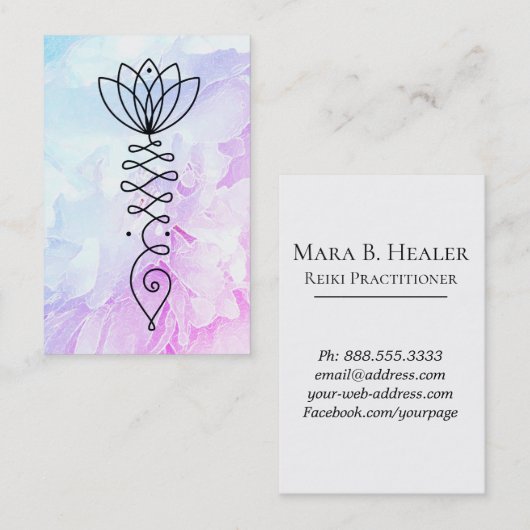*** Lotus Peony Heart Nirvana Massage Reiki Yoga Visitenkarte (Vorne/Hinten)