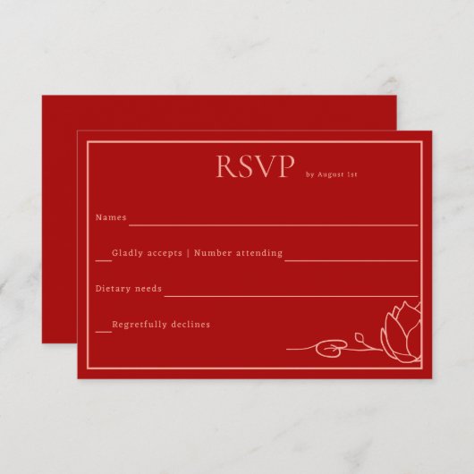 Lotus Personalisiert Wedding RSVP Card (Vorne/Hinten)
