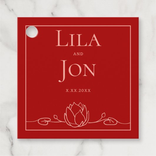 Lotus Personalisierte Gastgeschenk Hochzeit Tags Geschenkanhänger (Vorderseite)