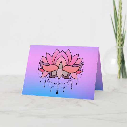 Lotus Pink Blauer Geburtstag Motivierend Karte (Vorderseite)