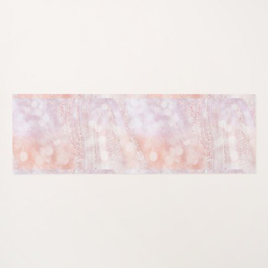 Lotus Pink Marble Typografy Glitzer Elegant Yogamatte (Rückseite (Horizontal))