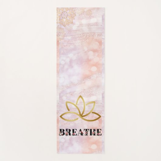 Lotus Pink Marble Typografy Glitzer Elegant Yogamatte (Vorderseite)