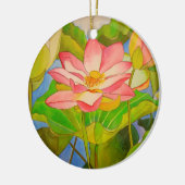 Lotus pink Wasserlilie Aquarellmalerei Keramikornament (Links)