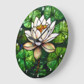 Lotus Pond Hartglas Große Wanduhr (Winkel)