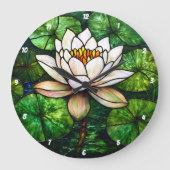 Lotus Pond Hartglas Große Wanduhr (Vorderseite)