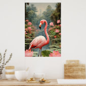 Lotus Pond Pink Flamingo Vintag Poster (Küche)