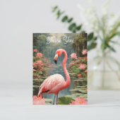 Lotus Pond Pink Flamingo Vintag Postkarte (Stehend Vorderseite)