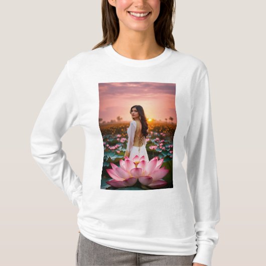 Lotus Radiance: Ein blühendes Ballett aus Rosa und T-Shirt (Vorderseite)