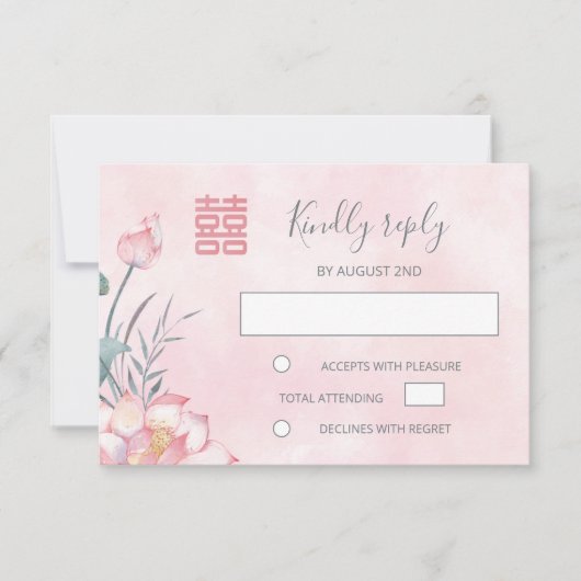 Lotus Red Chinese Wedding RSVP (Vorderseite)