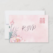 Lotus Red Chinese Wedding RSVP Karte (Rückseite)
